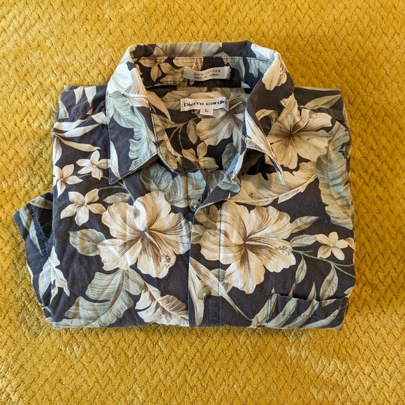 Pierre cardin Hawaiian print short sleeve sz L - Picture 3 of 4